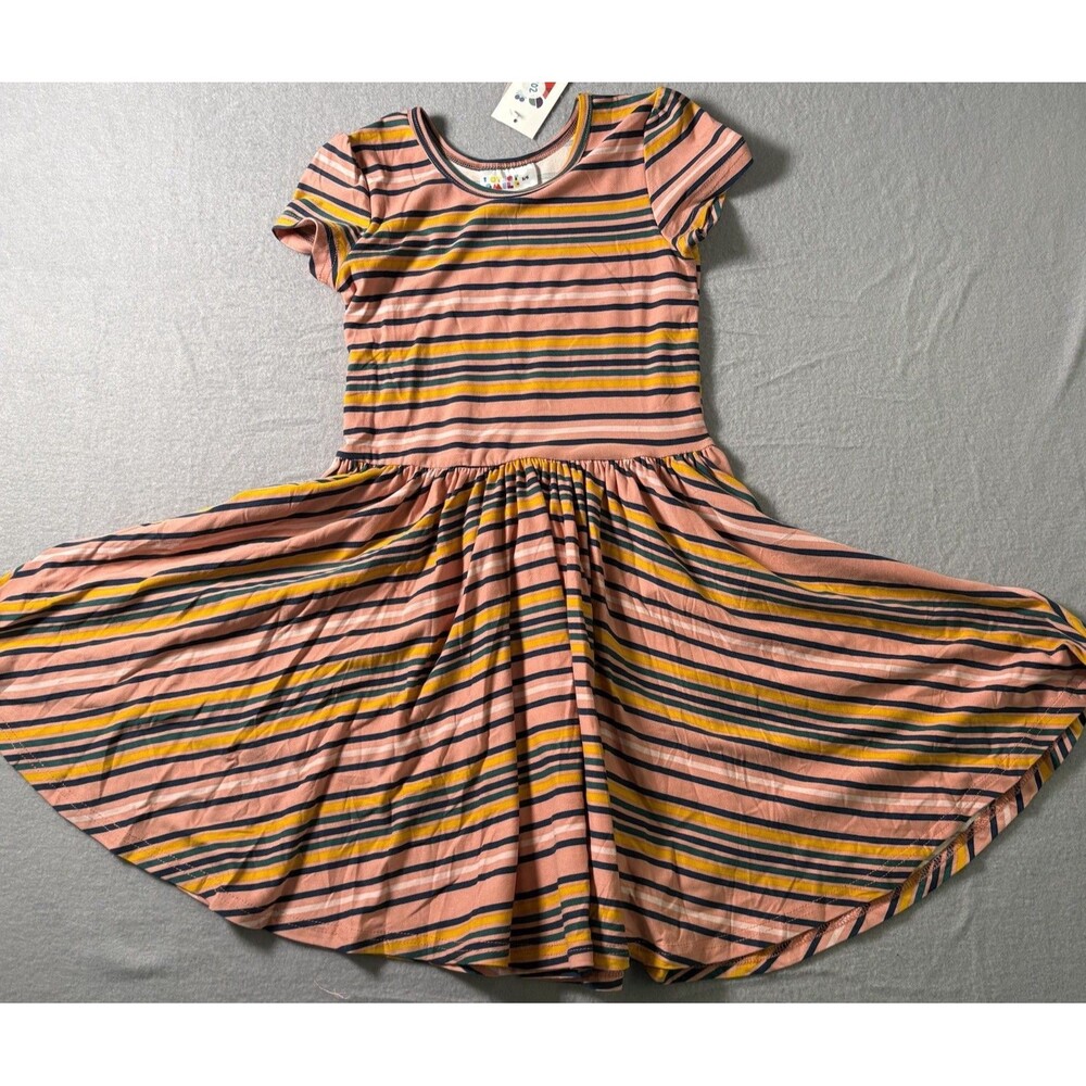 NWT Dot Dot Smile Twirl Dress Girl 5/6 Colorful Striped Spin Dress